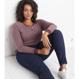 Marine Layer Double knit henley Port Royal/white tee shirt Strips sz XXL long